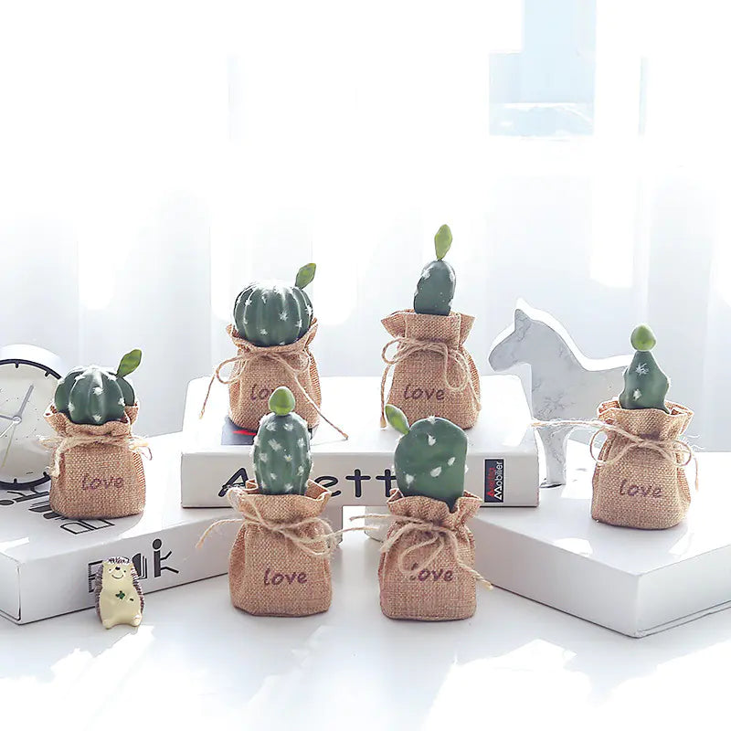 Mini Cactus Potted Plant - Artificial Desk Decoration, Desk Decor