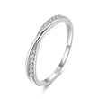Chic Zircon Contemporary Versatile Geometric Stacked Silver Ring for Women