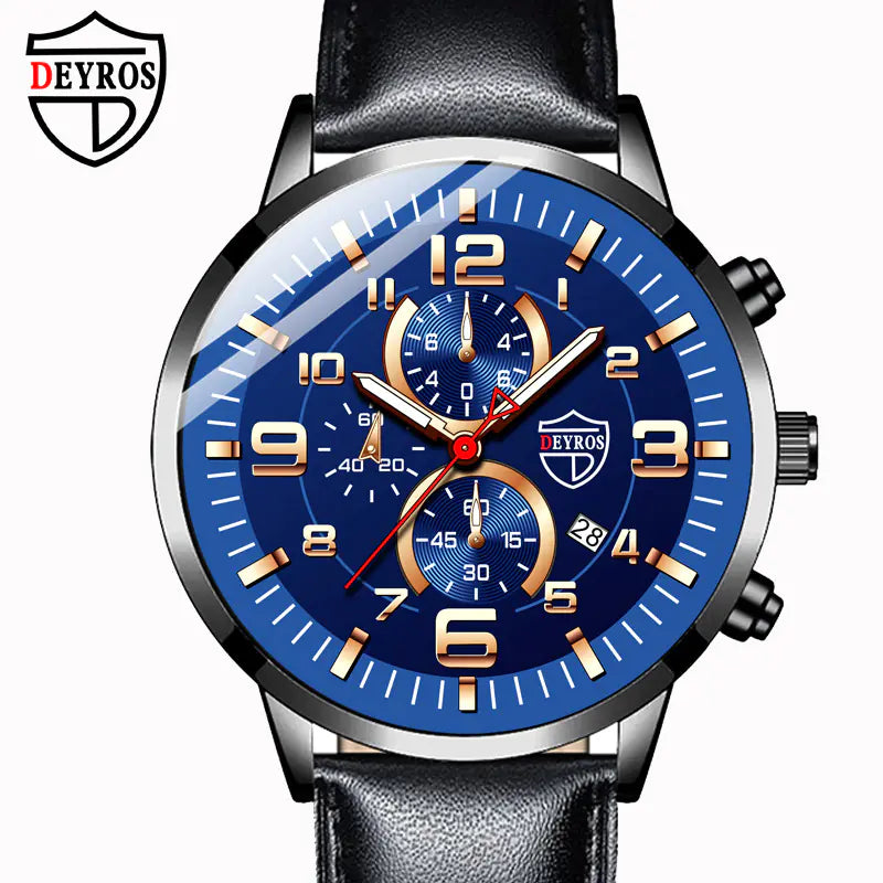 DEYROS Luminous Calendar Quartz Watch for Men
