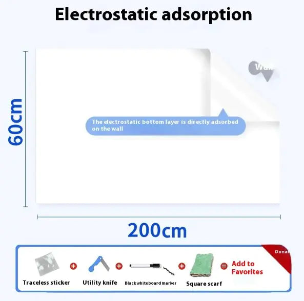 Electrostatic Whiteboard Decal Durable & Writable For Classrooms, Home offices