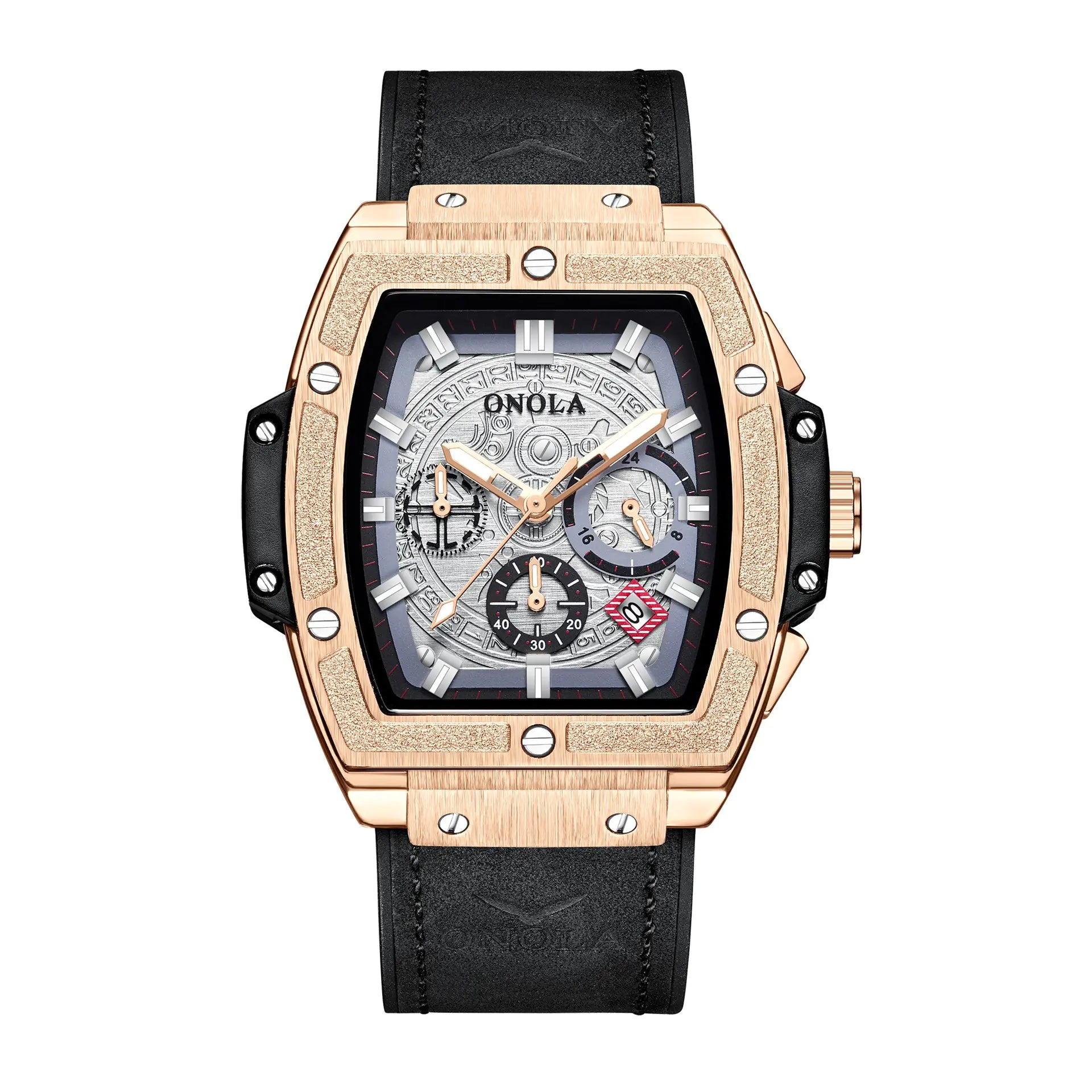 Multifunctional Men's Waterproof Quartz Watch with Leather, Stainless Steel