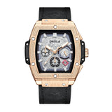 Multifunctional Men's Waterproof Quartz Watch with Leather, Stainless Steel
