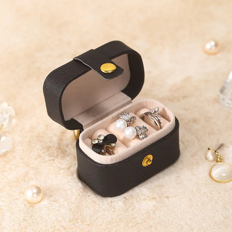 Compact Leather Ring Travel Case Ring Case Organizer