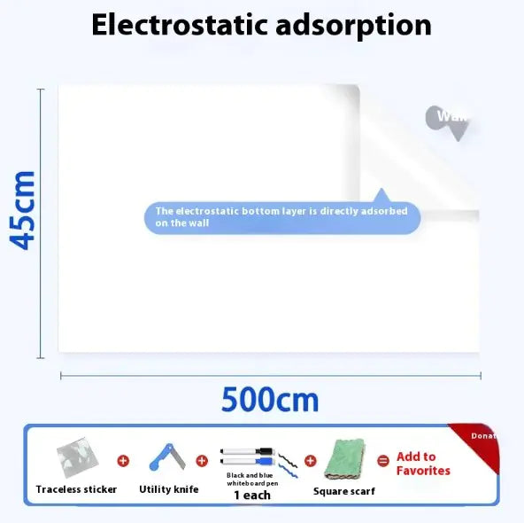 Electrostatic Whiteboard Decal Durable & Writable For Classrooms, Home offices