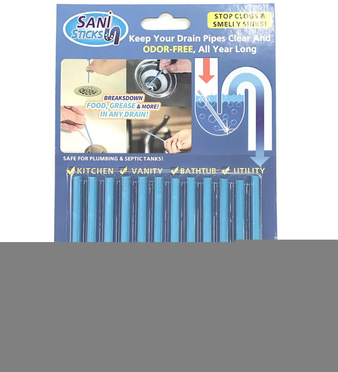 Multi Scent Bathtub Drain Freshener Sticks Odor Control