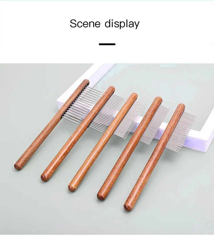 Durability Luxury Pet Styling Comb Wooden Handle Lightweight