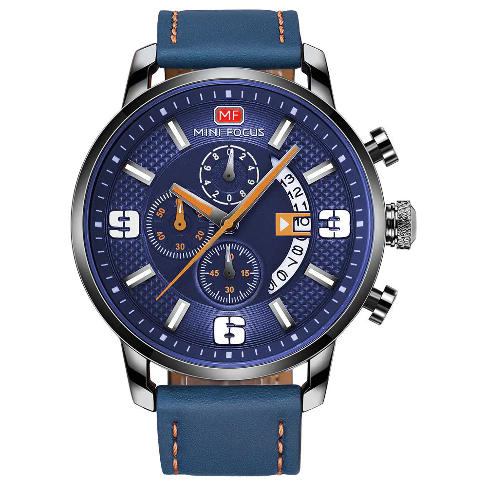 Multi-Functional Quartz Watch with Rotating Calendar