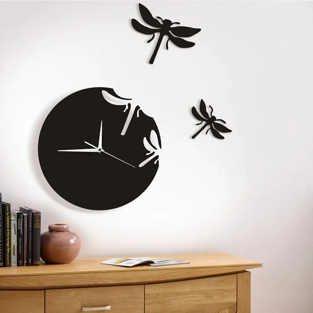 Acrylic Dragonfly Wall Clock for Living Room Decor wall art