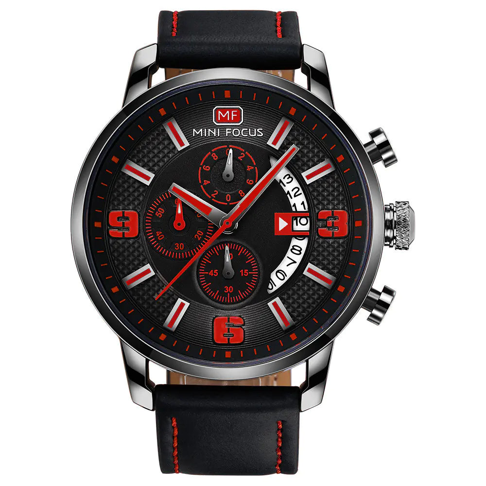Multi-Functional Quartz Watch with Rotating Calendar