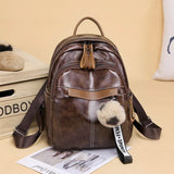 Chic Dual-Use Women's Travel Backpack PU-Leather Zipper-Pockets