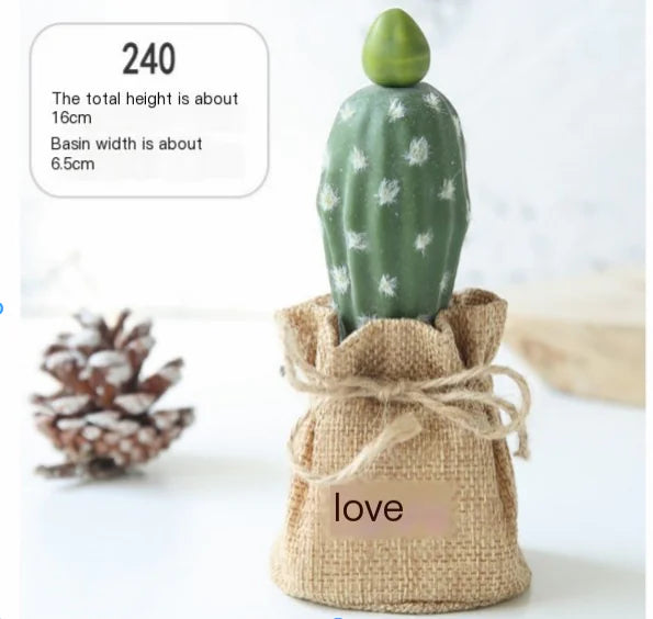 Mini Cactus Potted Plant - Artificial Desk Decoration, Desk Decor