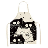Creative Cotton Linen Cat Apron with Print Design Kitchen wear
