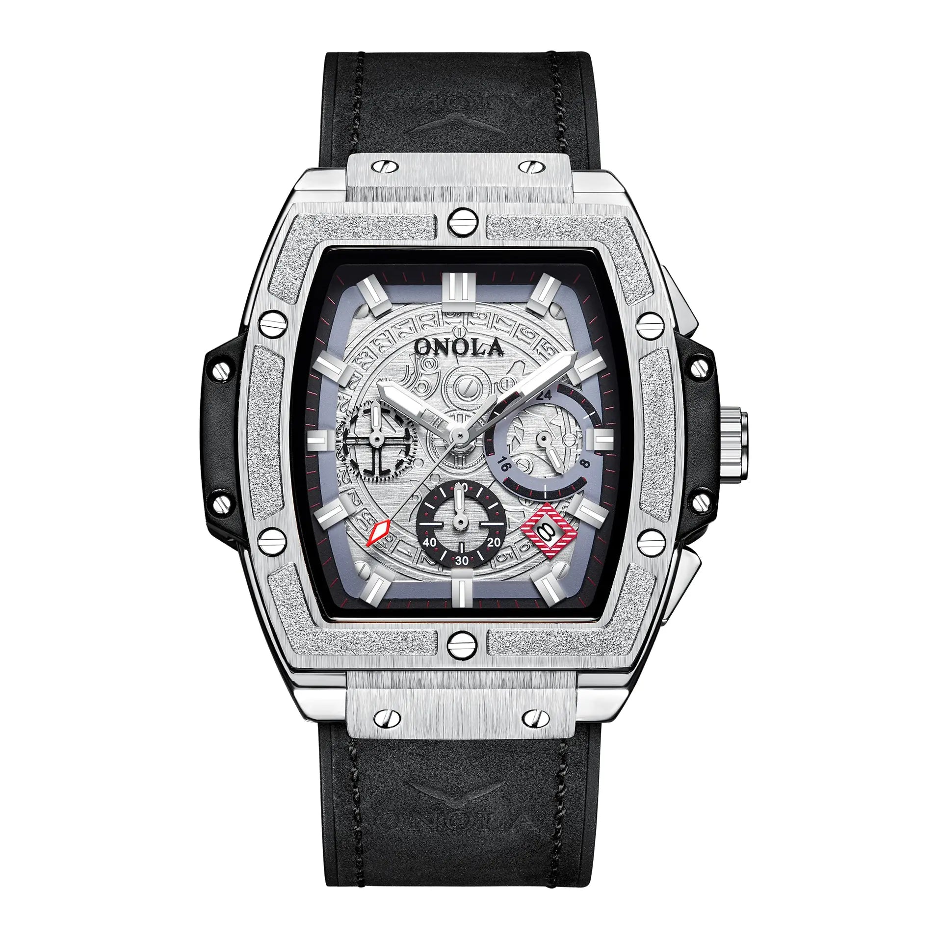 Multifunctional Men's Waterproof Quartz Watch with Leather, Stainless Steel