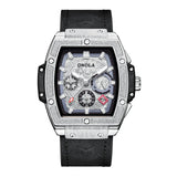 Multifunctional Men's Waterproof Quartz Watch with Leather, Stainless Steel