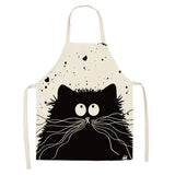 Creative Cotton Linen Cat Apron with Print Design Kitchen wear