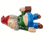 Unique Funny Whimsical Tipsy Gnome Sculpture Statue Home Decor