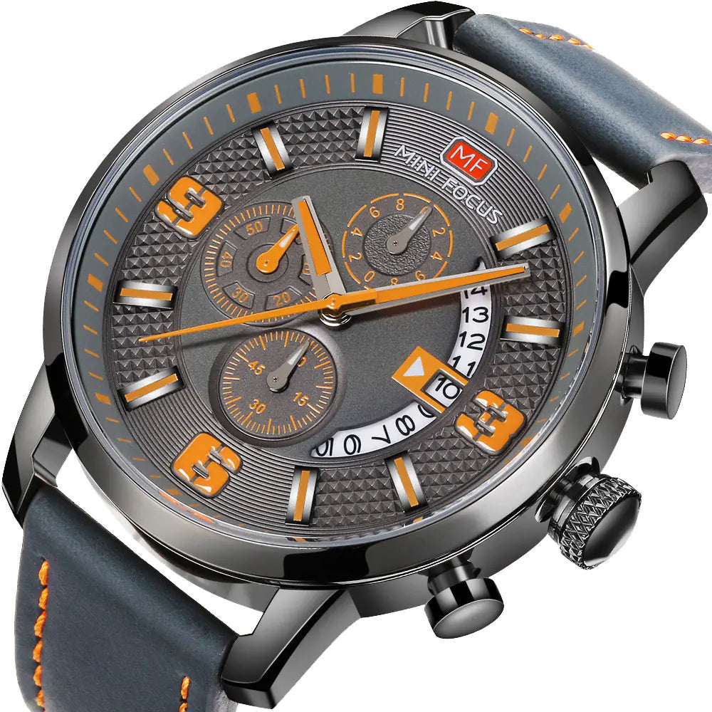 Multi-Functional Quartz Watch with Rotating Calendar