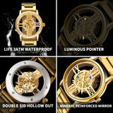 Elegant Men's Waterproof Gold Quartz Watch with Calendar (6054)