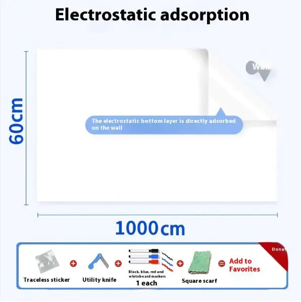 Electrostatic Whiteboard Decal Durable & Writable For Classrooms, Home offices