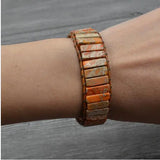 Handcrafted Stylish Versatile Fashionable Durable Leather & Natural Stone Bracelet