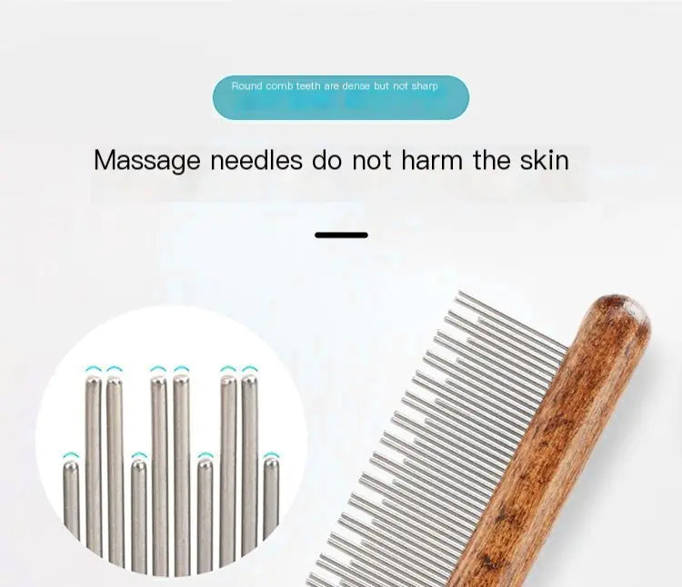 Durability Luxury Pet Styling Comb Wooden Handle Lightweight