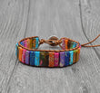 Handcrafted Stylish Versatile Fashionable Durable Leather & Natural Stone Bracelet