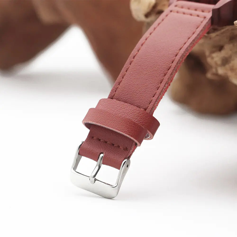 Wooden Quartz Triangle Couple Watch in Red Wood for Gift
