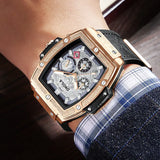 Multifunctional Men's Waterproof Quartz Watch with Leather, Stainless Steel