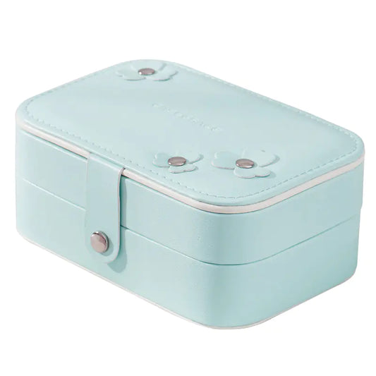 PU Leather Double-Layer Portable Jewelry Organizer Box