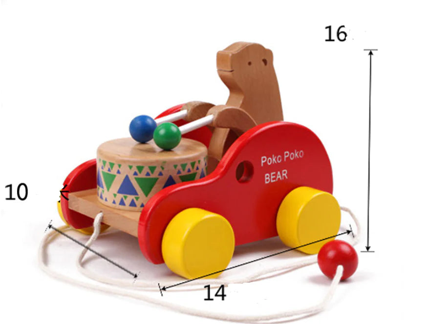 Little Bear Wooden Drum Toy Educational Rhythmic Gift