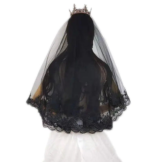 Vintage Black Bridal Veil Headpiece for Weddings