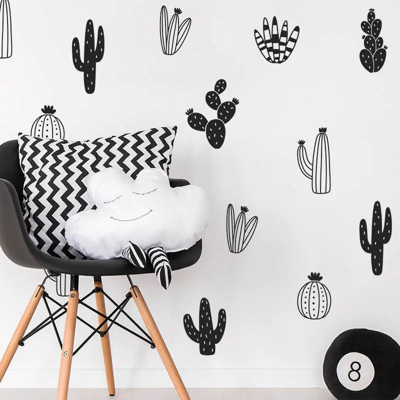 Versatile Nordic Style Creative Cactus Wall Stickers for Kids