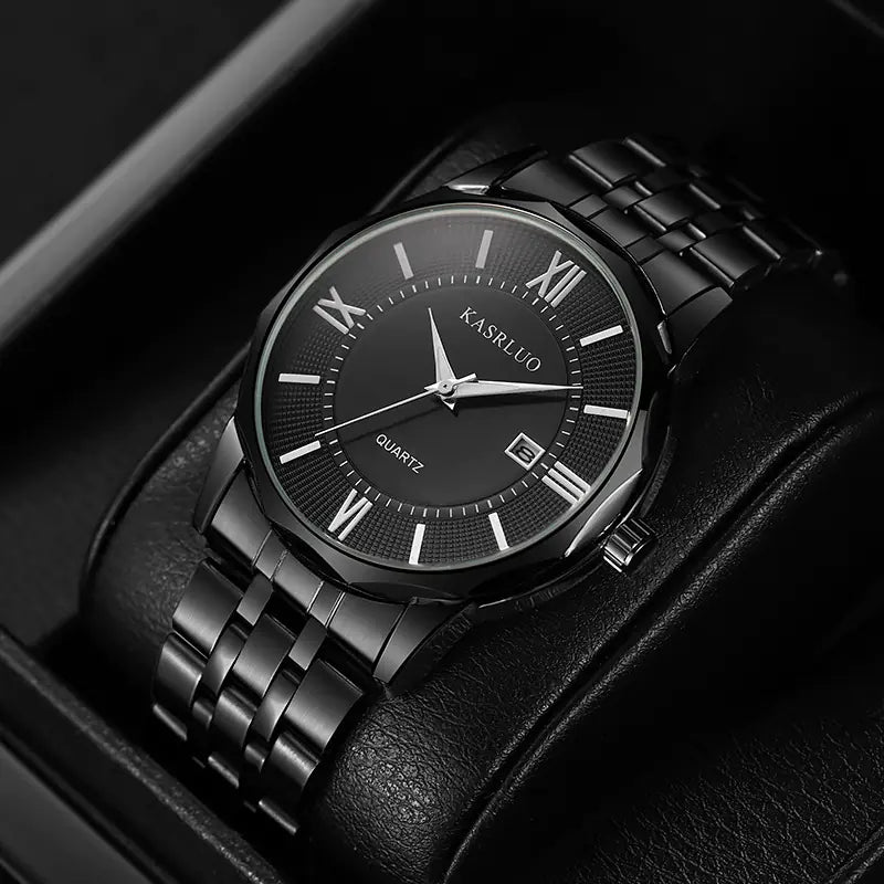 Stylish Men's Brand Watch with Calendar and Steel Band Minimalist