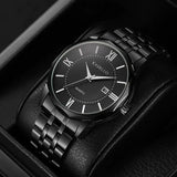 Stylish Men's Brand Watch with Calendar and Steel Band Minimalist