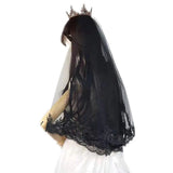 Vintage Black Bridal Veil Headpiece for Weddings