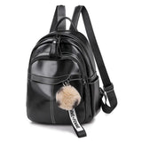 Chic Dual-Use Women's Travel Backpack PU-Leather Zipper-Pockets