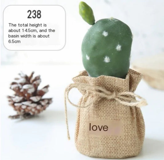 Mini Cactus Potted Plant - Artificial Desk Decoration, Desk Decor