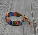 Handcrafted Stylish Versatile Fashionable Durable Leather & Natural Stone Bracelet