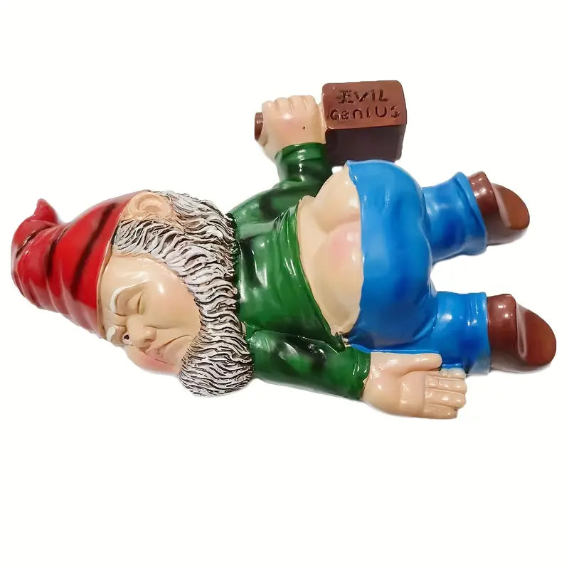 Unique Funny Whimsical Tipsy Gnome Sculpture Statue Home Decor