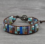 Handcrafted Stylish Versatile Fashionable Durable Leather & Natural Stone Bracelet