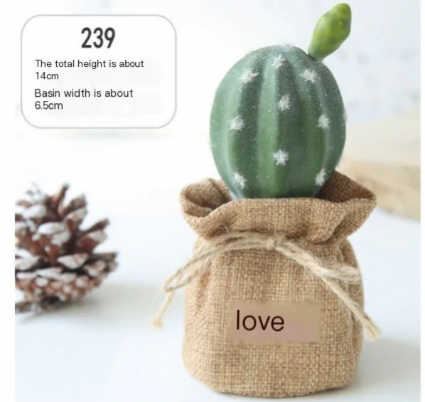 Mini Cactus Potted Plant - Artificial Desk Decoration, Desk Decor