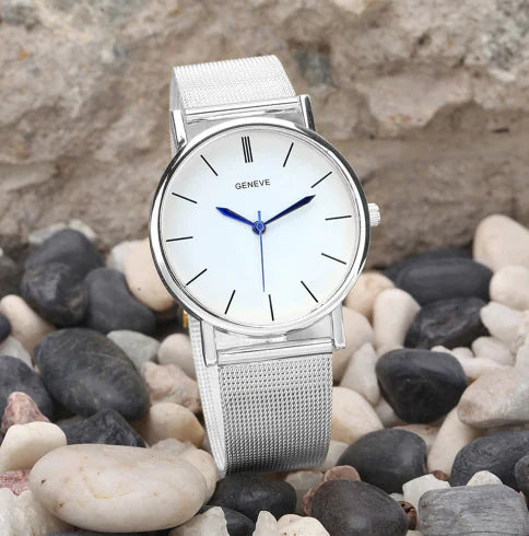 Durable Geneva Watch with Gold Mesh Band Sophisticated
