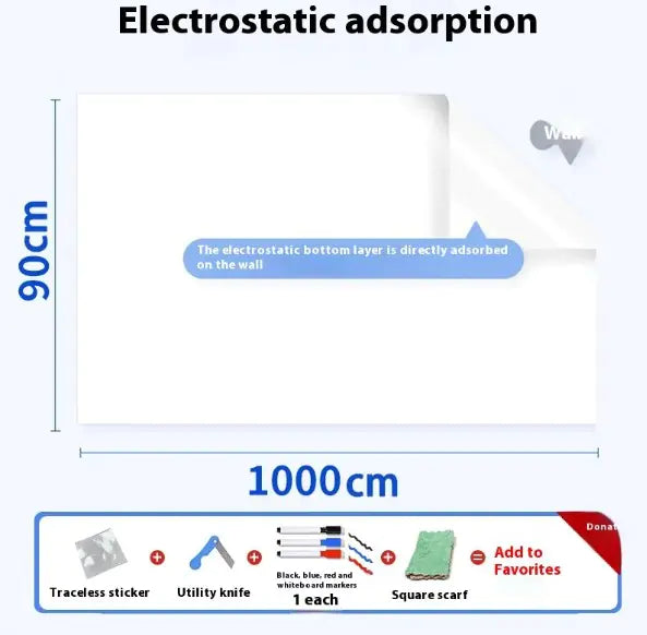 Electrostatic Whiteboard Decal Durable & Writable For Classrooms, Home offices
