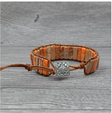 Handcrafted Stylish Versatile Fashionable Durable Leather & Natural Stone Bracelet