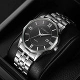 Stylish Men's Brand Watch with Calendar and Steel Band Minimalist