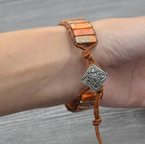 Handcrafted Stylish Versatile Fashionable Durable Leather & Natural Stone Bracelet