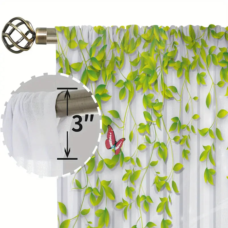 Butterfly Leaf Pattern Light-Filtering Drapes MultiSize Light Filtering