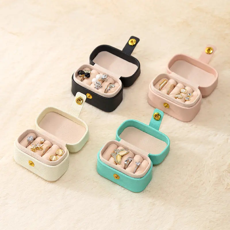 Compact Leather Ring Travel Case Ring Case Organizer