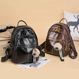 Chic Dual-Use Women's Travel Backpack PU-Leather Zipper-Pockets