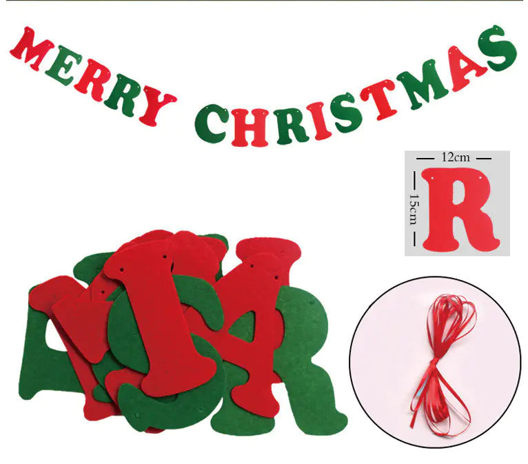 Christmas Triangle Banner Decoration with Letters | Holiday Decor